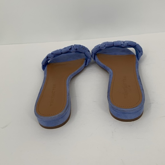 WhoWhatWear Celia slide sandals blue suede mule puffy braided strap shoe block 8 - Picture 5 of 7